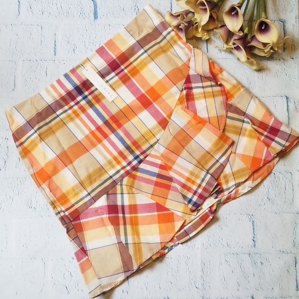 Trina Turk Plaid Ruffle Conversation Skirt